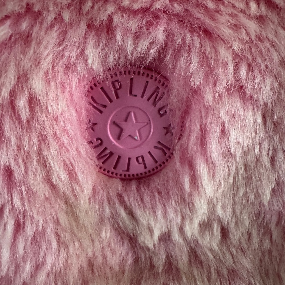 Kipling Aras Furry Shoulder Bag Pink Y2K Barbiecore Faux Fur - Picture 3 of 13